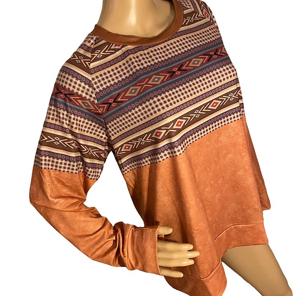 🆕 EXCLUSIVE  | SOUTHWESTERN CHECKERED SWEATSHIRT TOP  SZ L - Picture 4 of 15